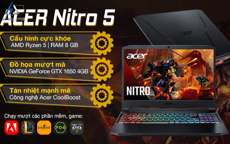 Acer Nitro 5 Gaming AN515 45 R6EV R5 5600H/8GB/512GB/144Hz/4GB GTX1650